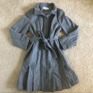 Calvin Klein Size 16 Gray wool pleated coat winter